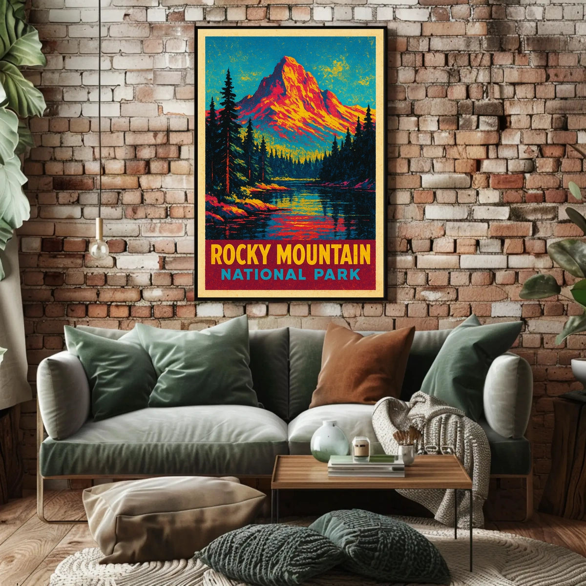 Rocky Mountain Sunrise Vintage Travel Retro Mid Century Scenic Landscape Collector Poster