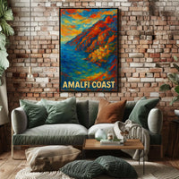Amalfi Coast Vibrant Landscape Poster Wall Art 18x24