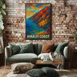 Amalfi Coast Vibrant Landscape Poster Wall Art 18x24