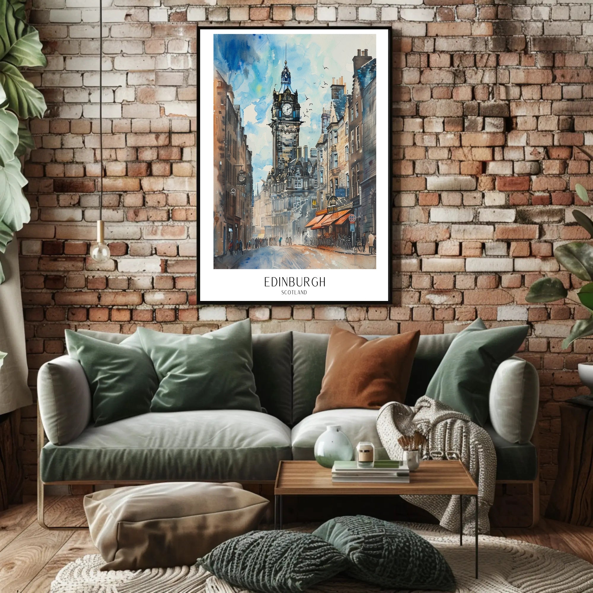 Edinburgh Cityscape Watercolor Art Vibrant Urban Cityscape Poster PosterGoat