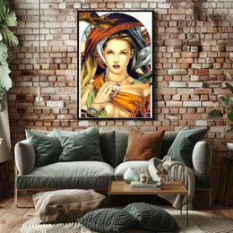 Mystical Elegance Woman in Earth Tones Artistic Poster