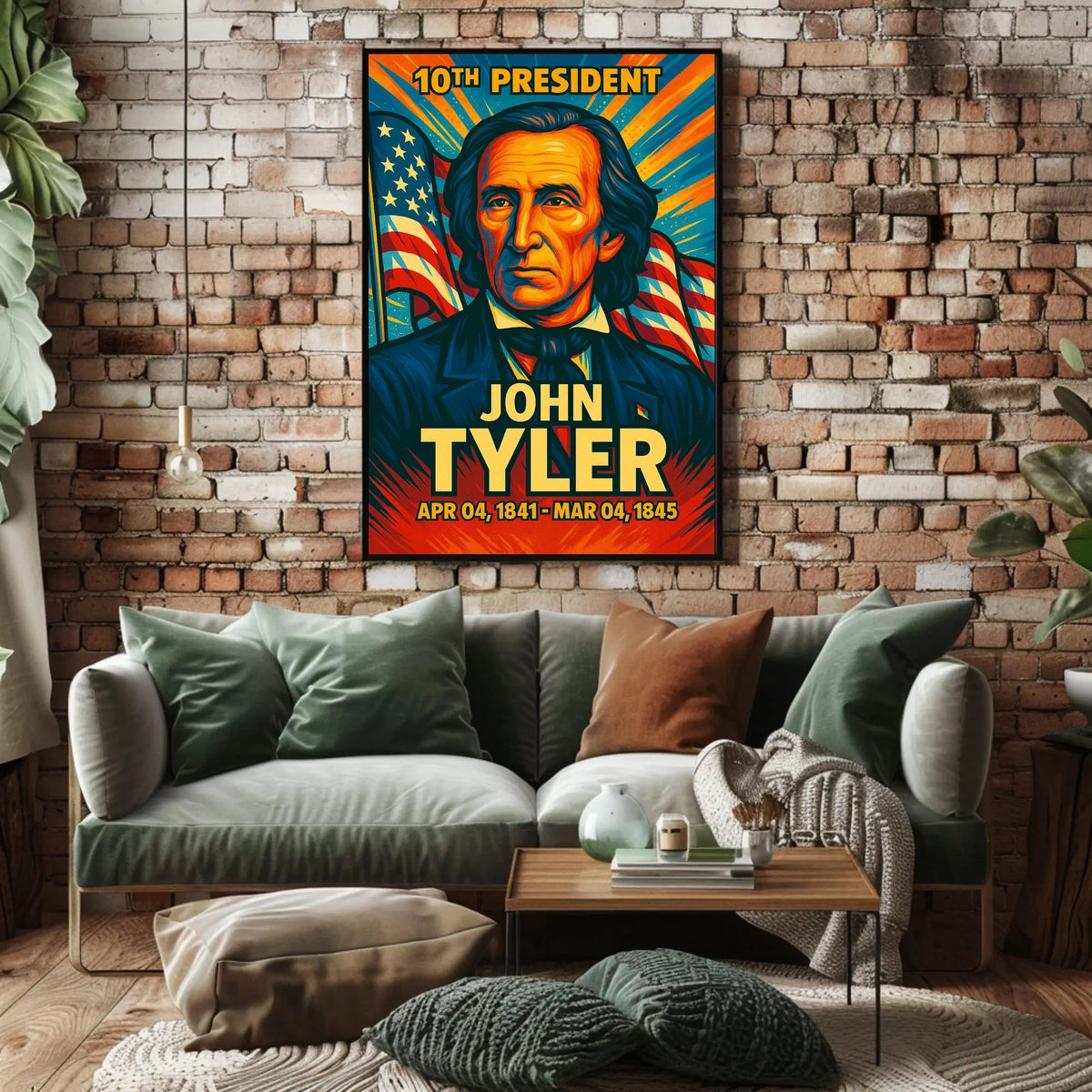 John Tyler 10th President of the United States Colorful Comic Book Style Poster