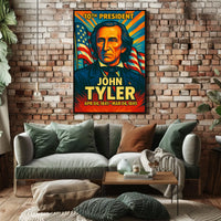 John Tyler 10th President of the United States Colorful Comic Book Style Poster
