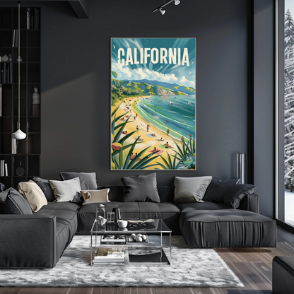 California Dream Coastline Beach Day Travel Poster