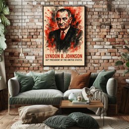 Lyndon B. Johnson Watercolor Presidential Poster