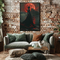 Gothic Red Moon Fantasy Artwork - Fantasy or Mythology Poster PosterGoat