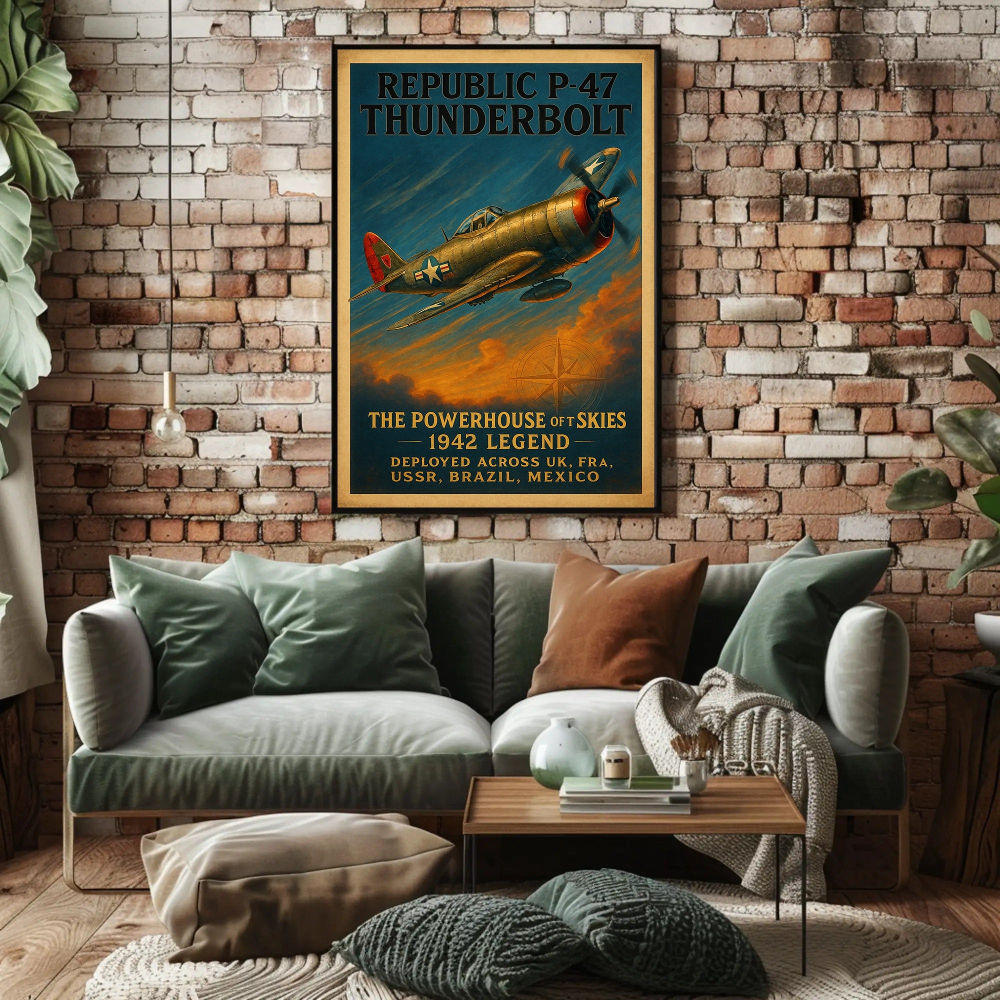Republic P-47 Thunderbolt WWII Fighter Aircraft Poster