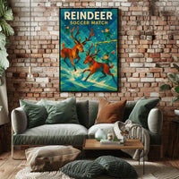 Reindeer Soccer Match: Festive Winter Wonderland Poster