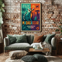 Explore Madagascar Vibrant Lemur Adventure Travel Poster PosterGoat
