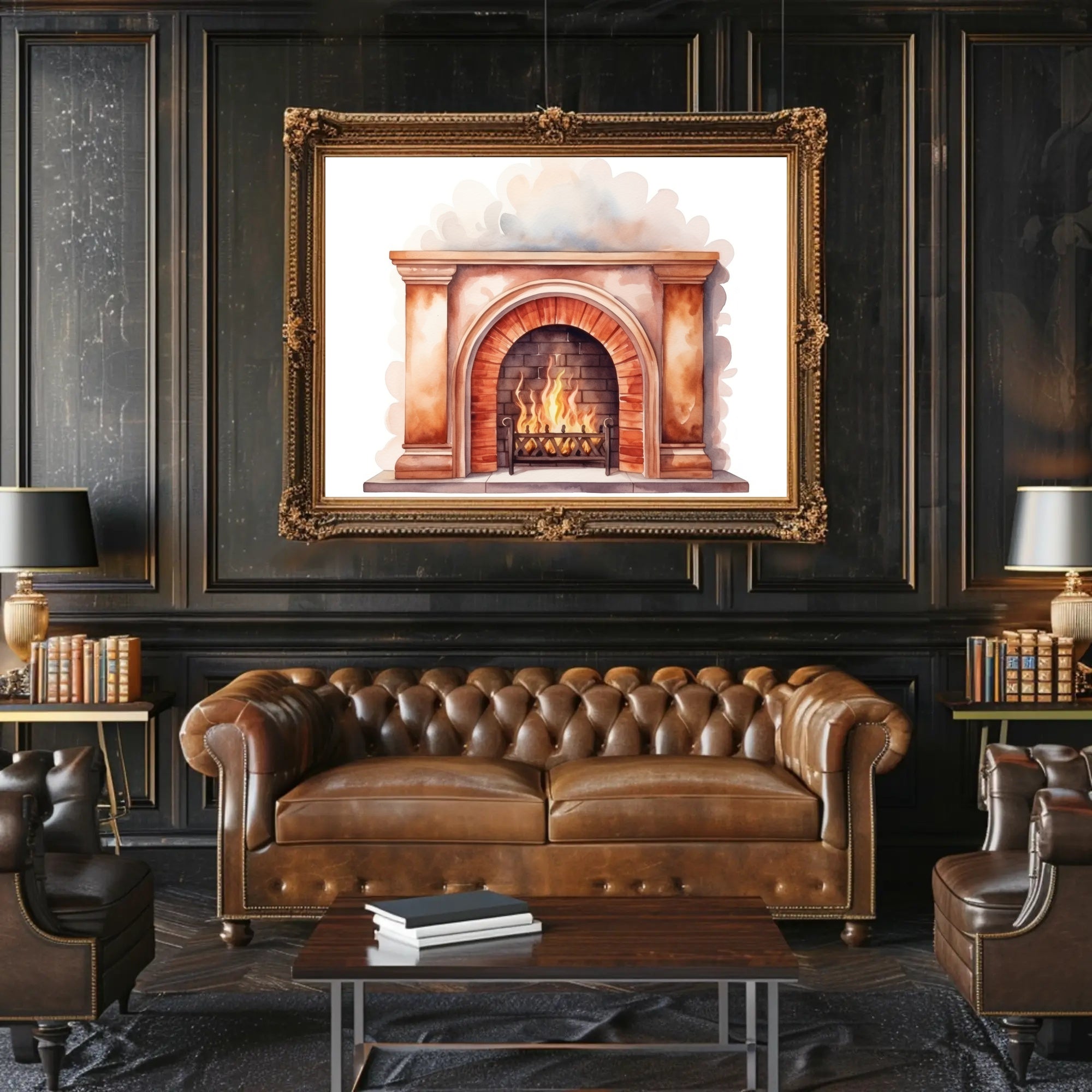 Cozy Hearth Illustration Poster