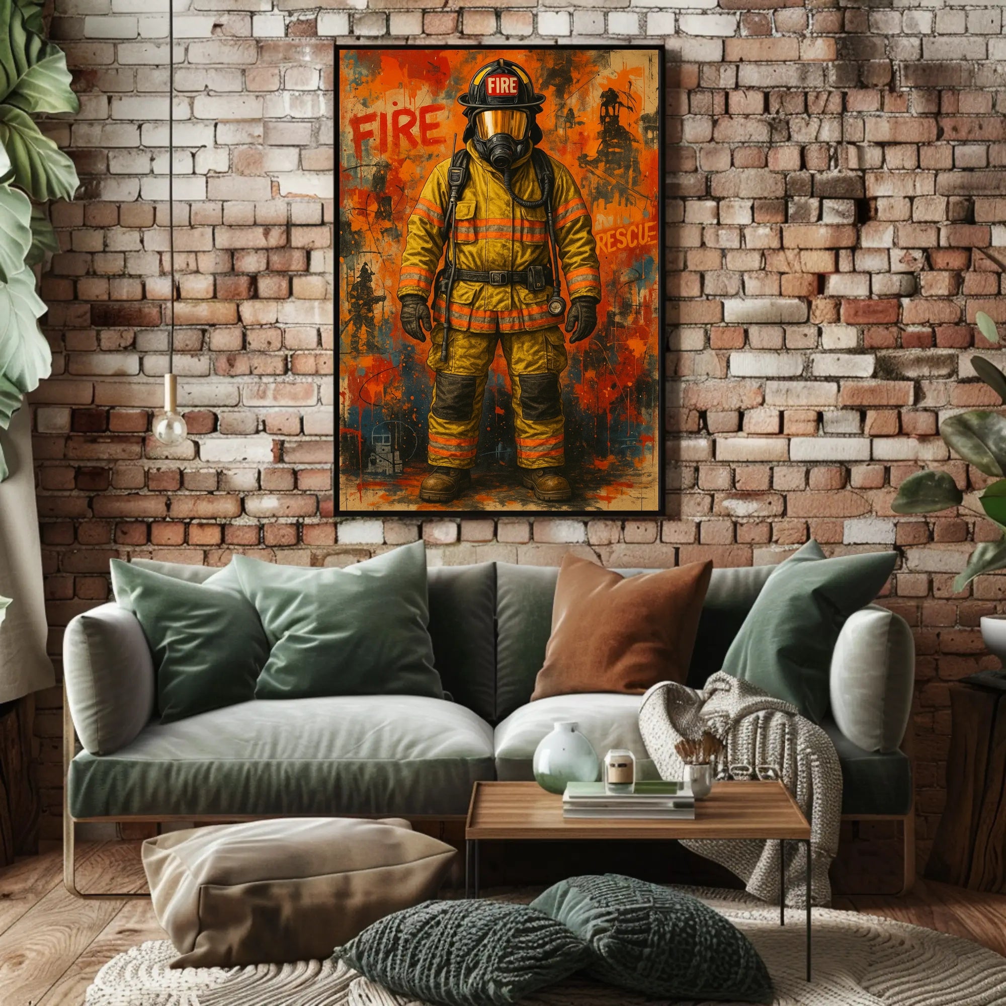 Firefighter Heroism Action Fire Rescue Poster