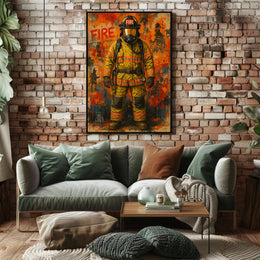 Firefighter Heroism Action Fire Rescue Poster