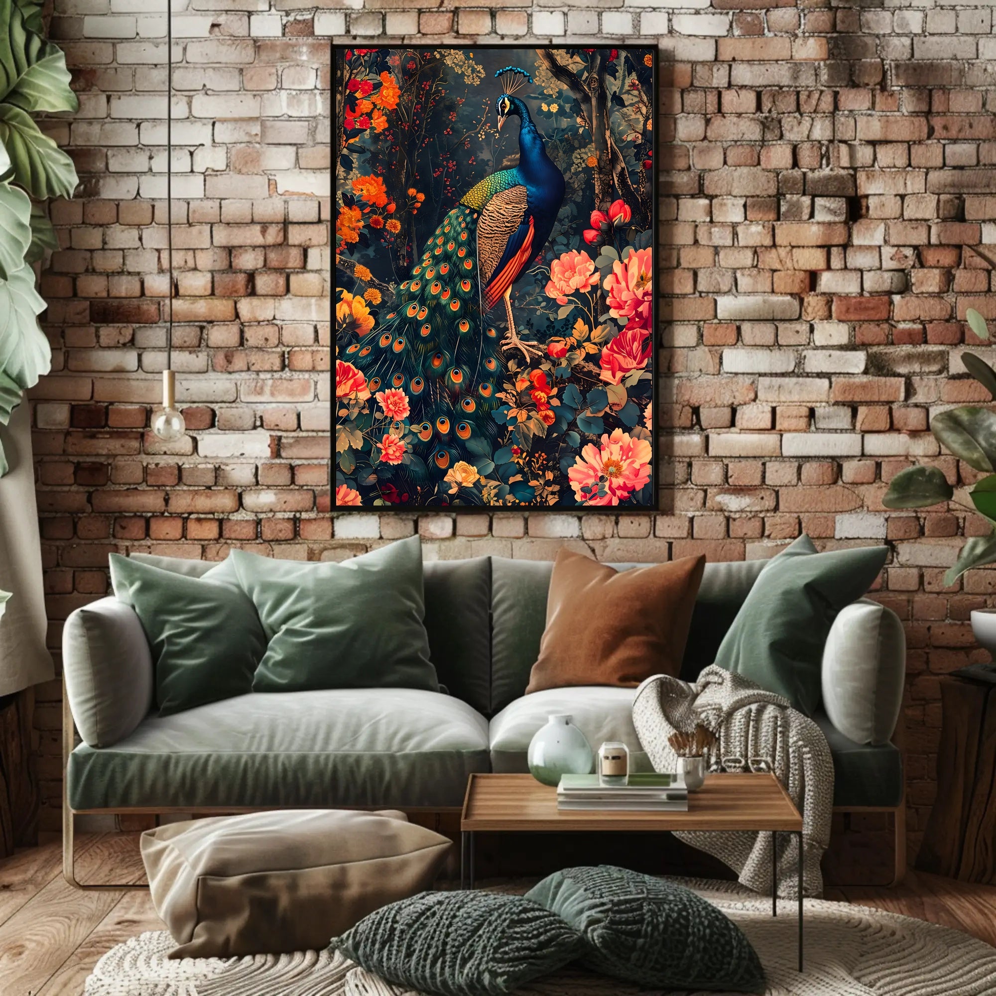 Vibrant Peacock In Bloom William Morris Art Poster