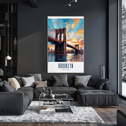 Brooklyn Bridge New York City Travel Sunset Poster