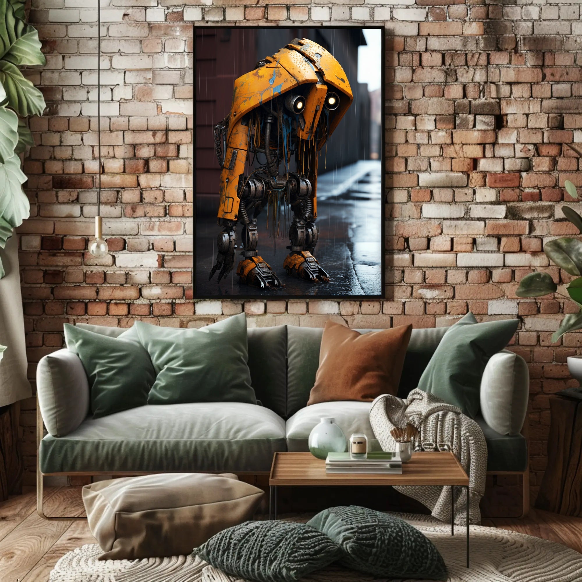 The Lonely Robot In The Rain Poster PosterGoat