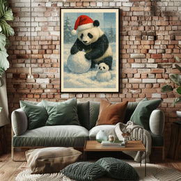 Festive Panda In Winter Wonderland Poster