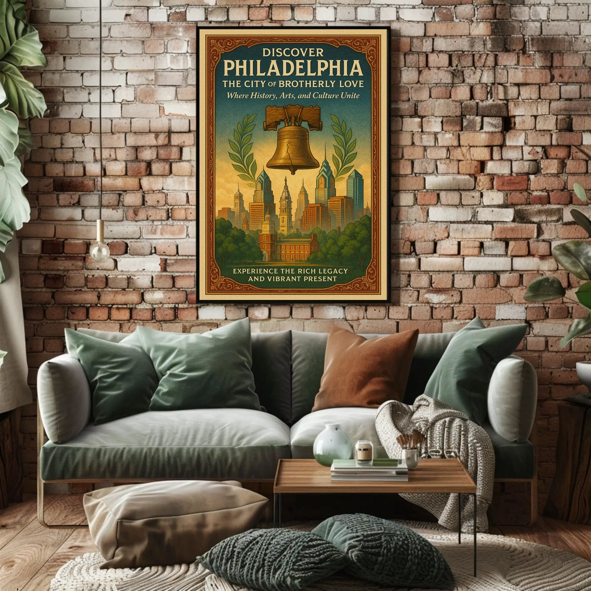Philadelphia Vintage Liberty Bell Skyline Poster