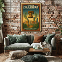 Philadelphia Vintage Liberty Bell Skyline Poster