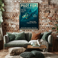 Pilot Fish and Shark Symbiosis Educational Poster