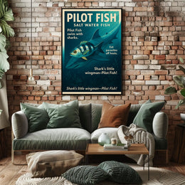Pilot Fish and Shark Symbiosis Educational Poster