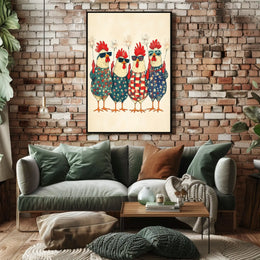 patriotic chickens standing side by side Poster