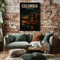 Columbia Maryland Night Cityscape Photography Poster