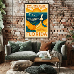 Florida's Vibrant Tribute: Retro Travel Poster