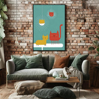 Whimsical Feline Friends Poster