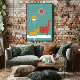 Whimsical Feline Friends Poster