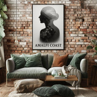 Amalfi Coast Silhouette Poster Wall Art for Coastal Decor