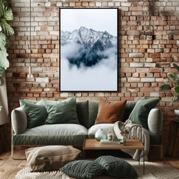 Majestic Snowy Mountains Photorealistic Nature Poster