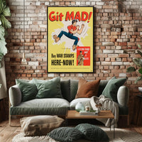 Git Mad Buy War Stamps Vintage Poster Decor PosterGoat