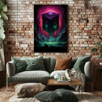 Mystical Cube In A Surreal Landscape Poster