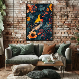 Vibrant Nature Wall Art Print with Bird Design