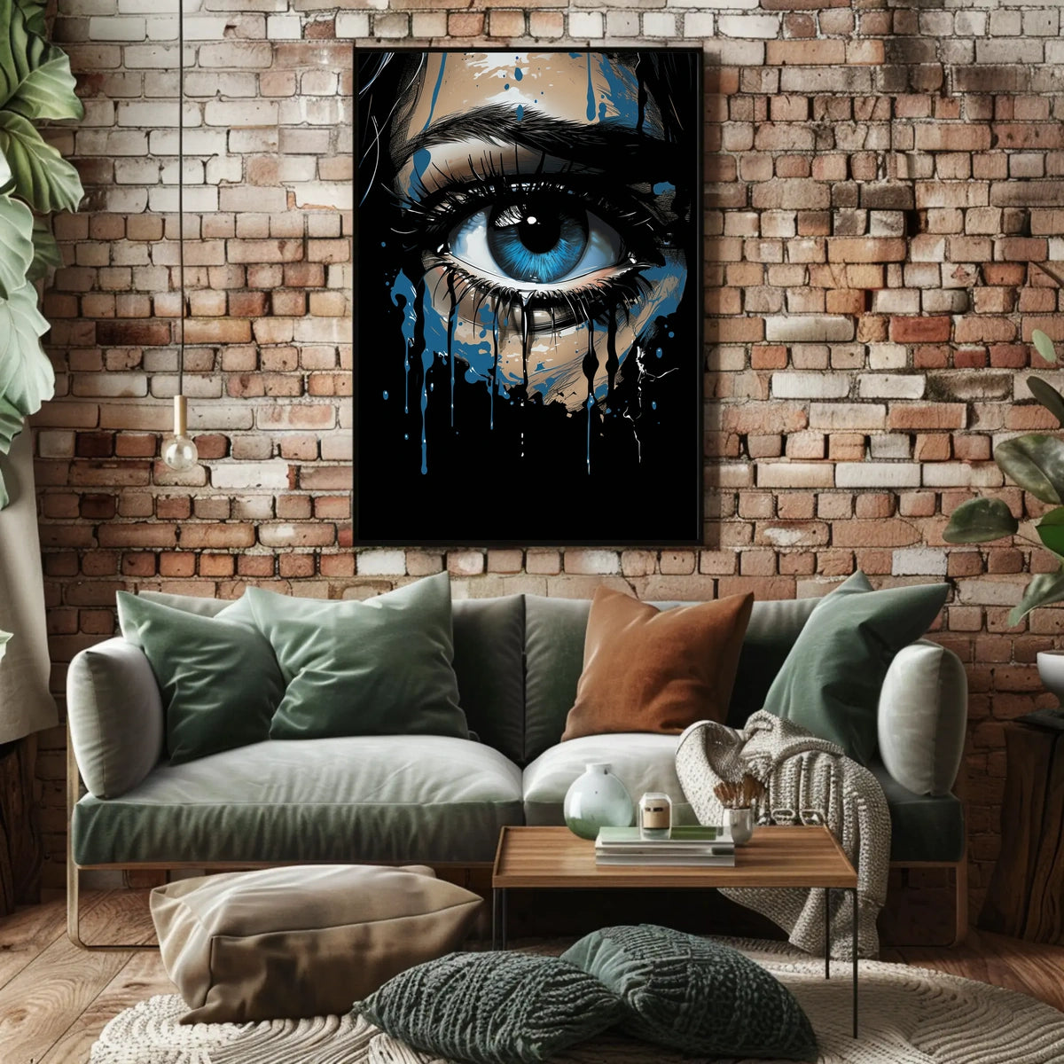 Mystical Blue Eye Dripping Paint Art Poster