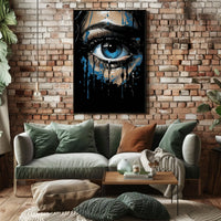Mystical Blue Eye Dripping Paint Art Poster