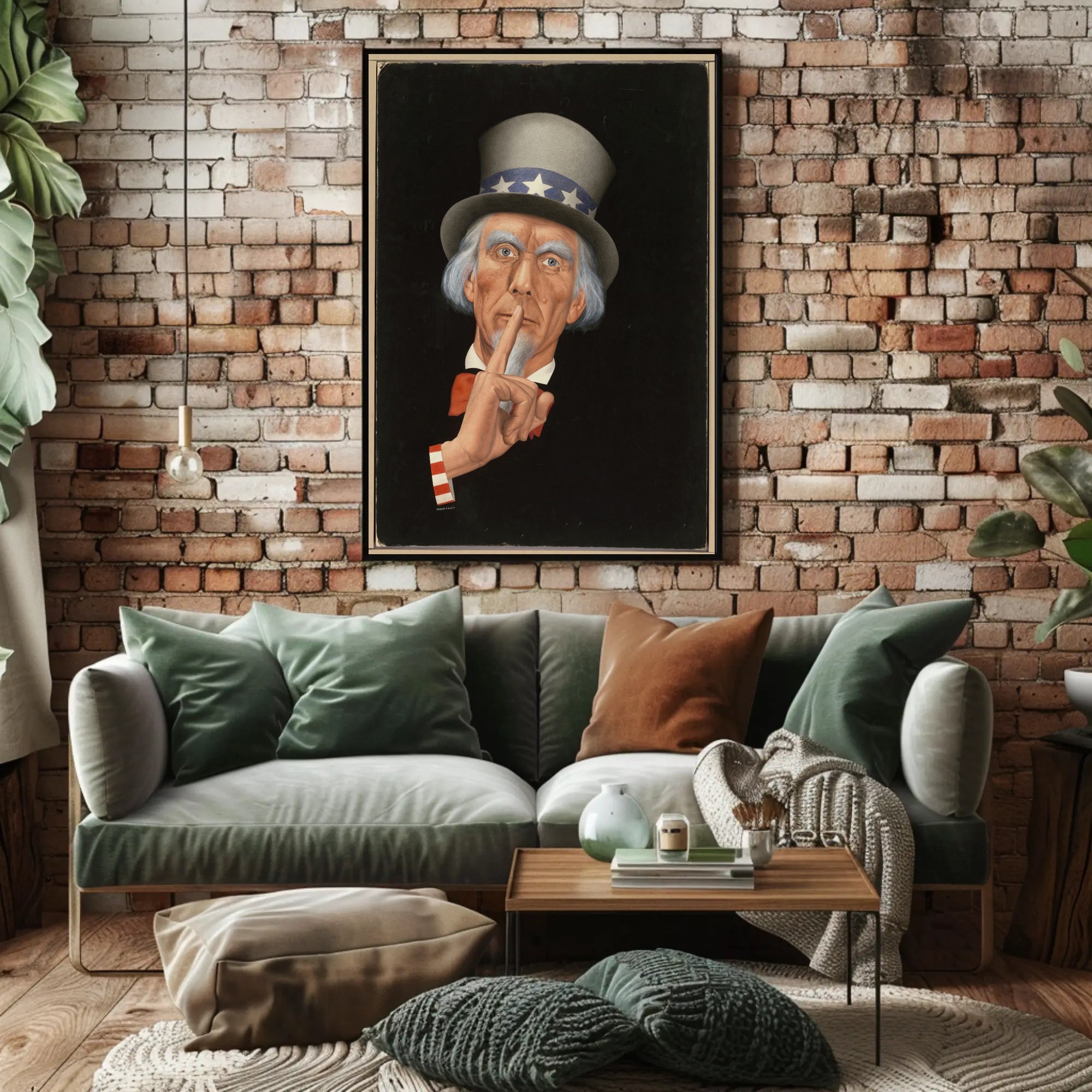Uncle Sam "Shh" Art Print Political or Propaganda Poster