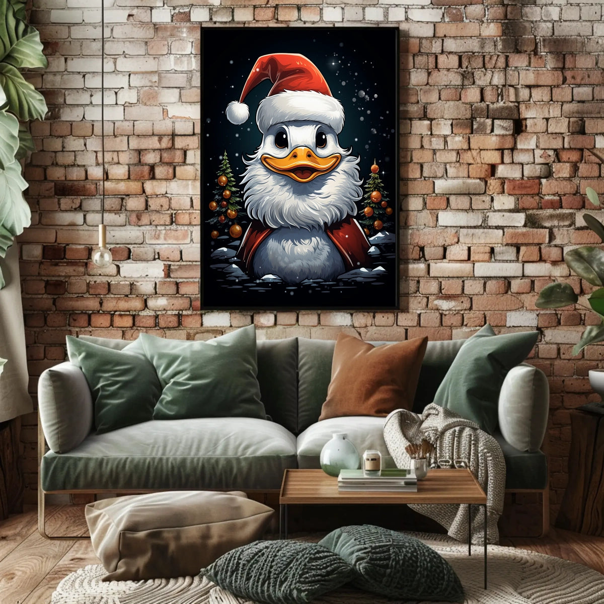 Festive Duck Christmas Celebration Animal Poster