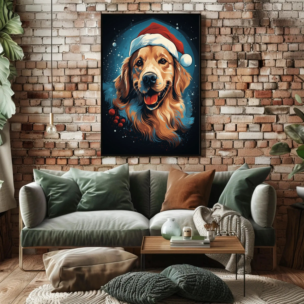 Golden Retriever Christmas Poster: Festive Holiday Decor