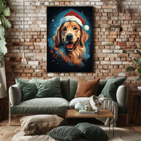 Golden Retriever Christmas Poster: Festive Holiday Decor