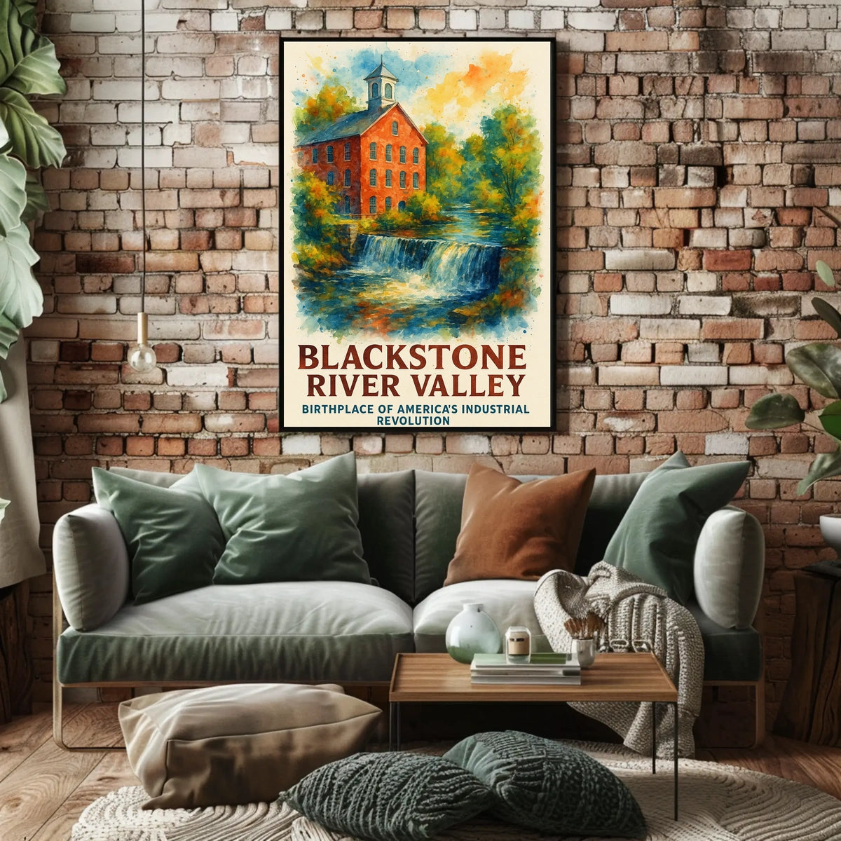 Blackstone River Valley Watercolor Historical Art Poster
