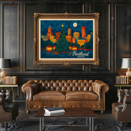 Portland Holiday Skyline Poster