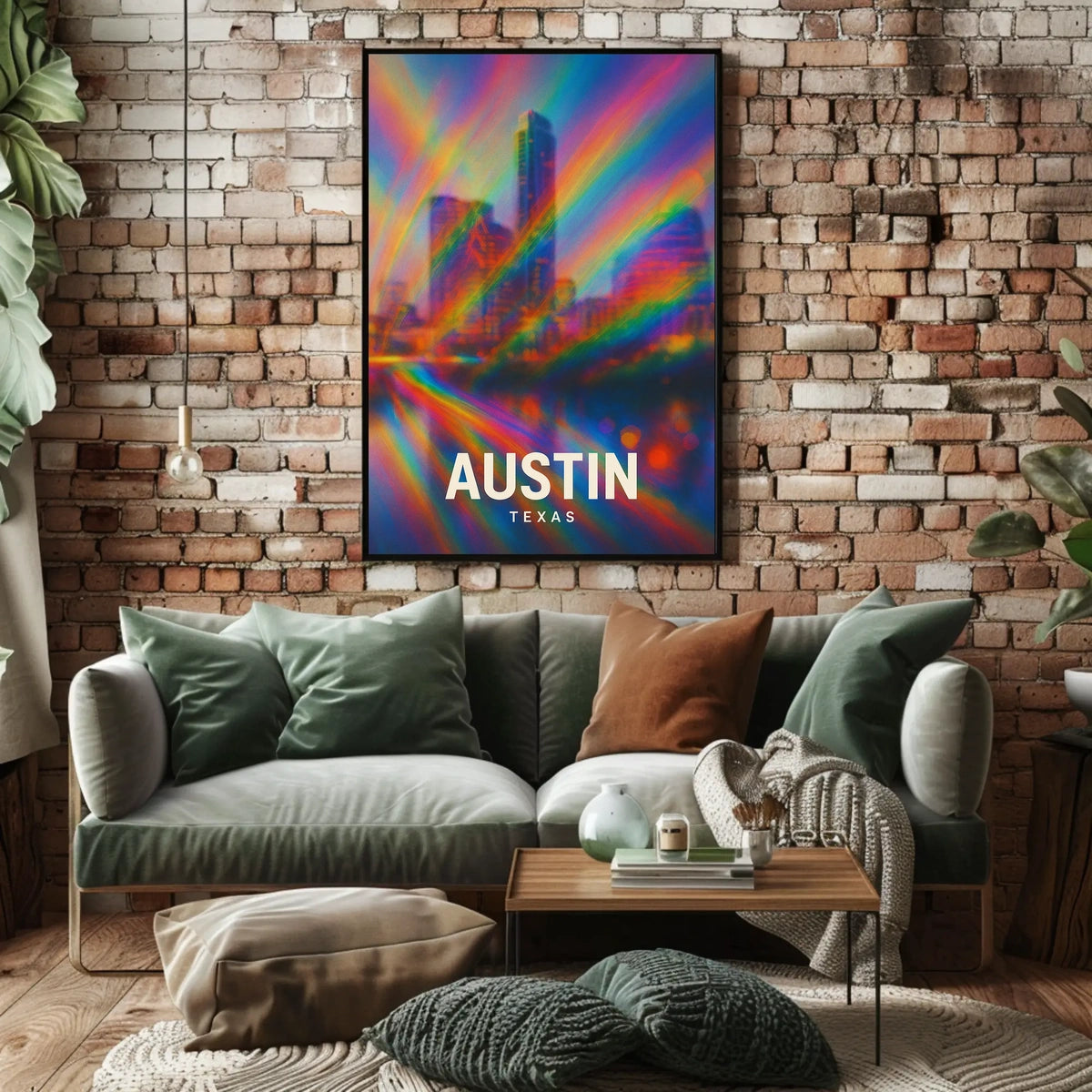 Austin Cityscape Psychedelic Pop Art Urban Poster