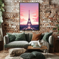 Parisian Sunset Serenity: Modern Travel Poster