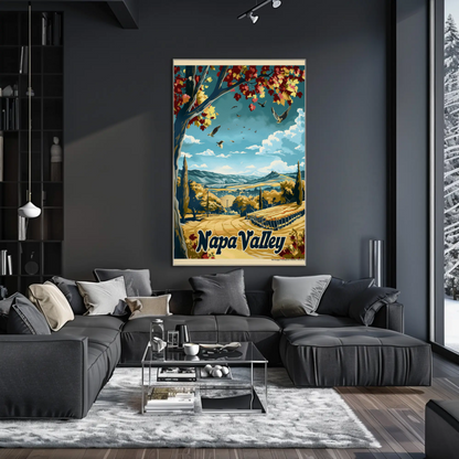 Napa Valley Fall Vineyard Landscape Travel Poster