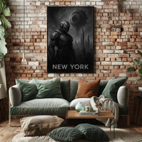 Futuristic New York City Poster Neon Cityscape Wall Art