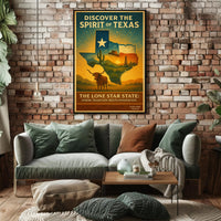 Texas Vintage Travel Poster Wall Art Print