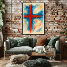 Abstract Cross Watercolor Art Decor Lovers Wanderlust Timeless Gallery Inspired Poster
