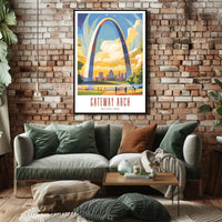 Gateway Arch Illustrated Travel Poster Print