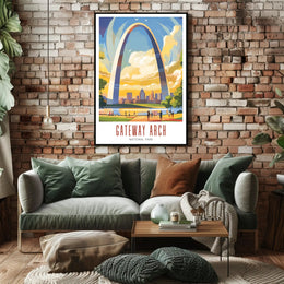 Gateway Arch Illustrated Travel Poster Print